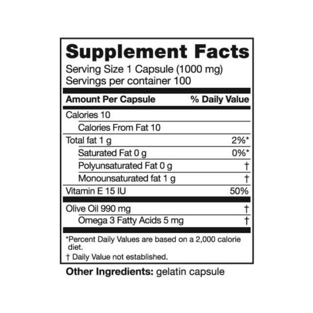 Extra Virgin Olive Oil 1000mg 100 Softgels